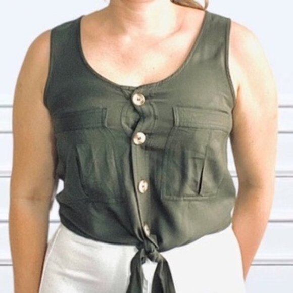 NWOT Japna Handmade Safari Green Tank Top - Picture 3 of 13